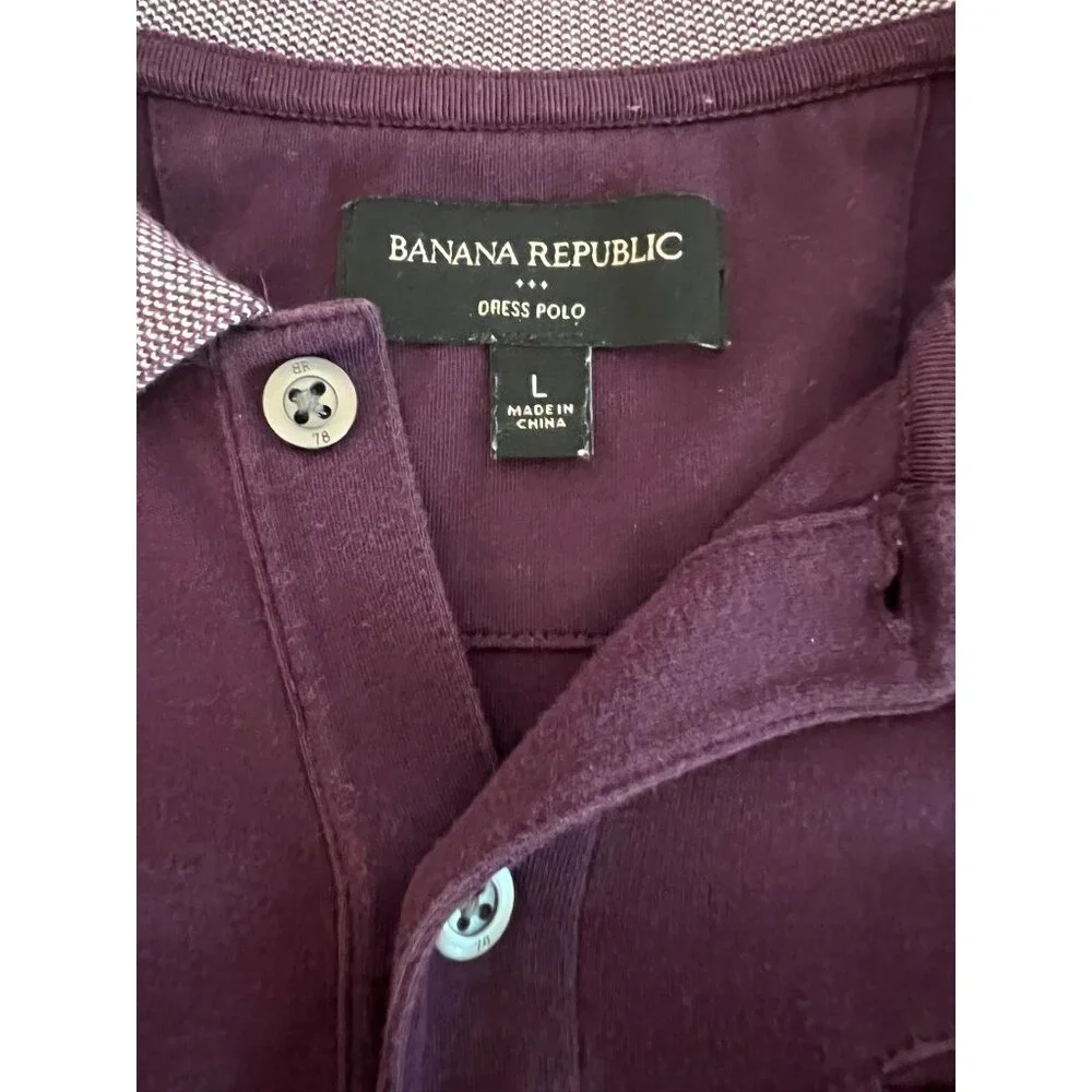 Banana Republic Mens Dress Polo Shirt L Cotton‎ purple